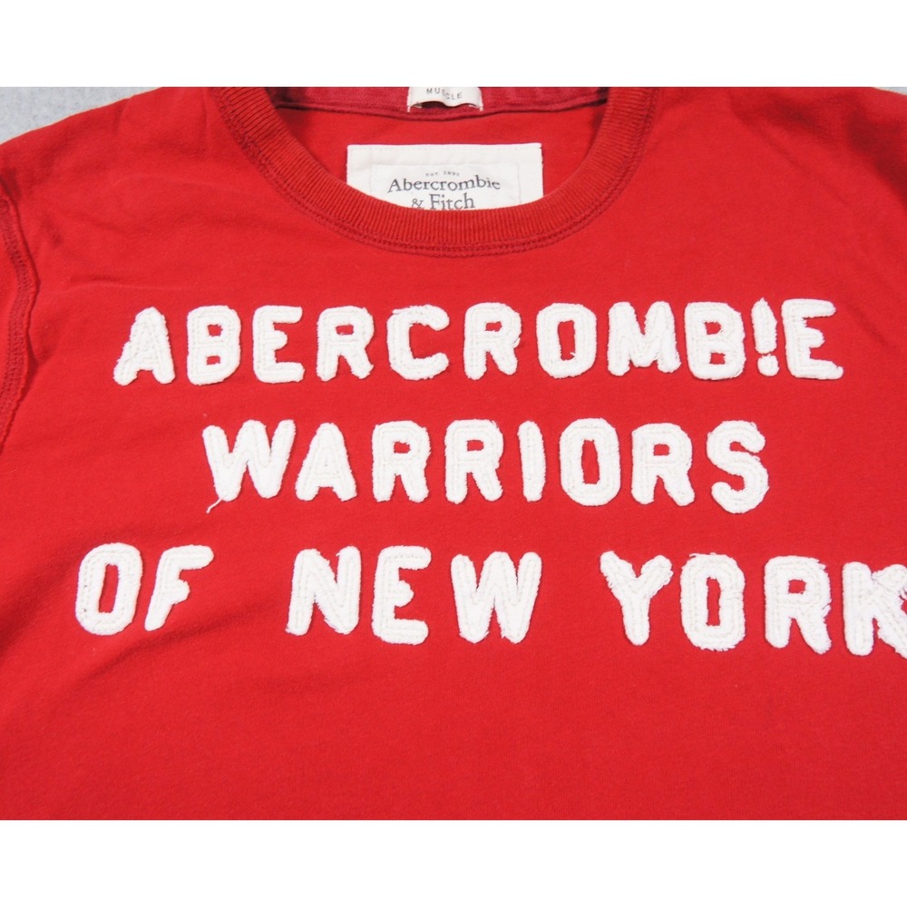 Abercrombie & Fitch Shirt Mens XLarge Red Warriors New York Muscle Tee Casual - Picture 2 of 8